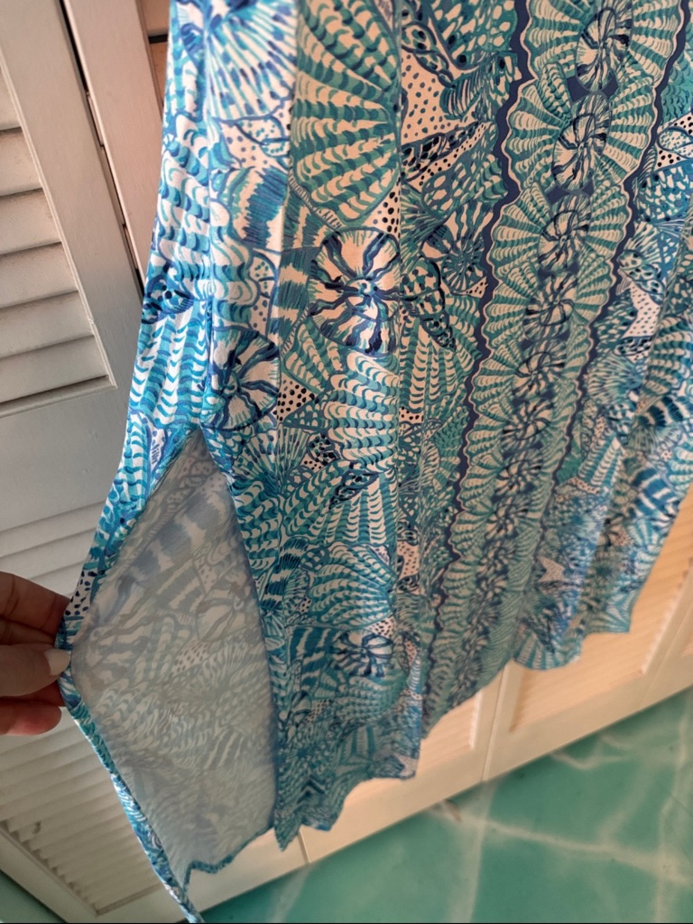 Lilly Pulitzer Blue & Turquoise Printed V-Neck Maxi Dress - Picture 5 of 8